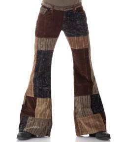 Comycom Herren Patchwork Cord Schlaghose Braun 70er Retro 36/36 von Comycom