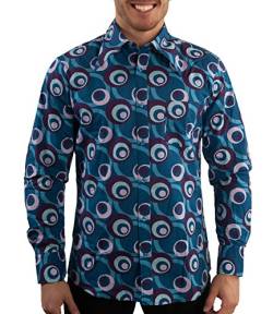 Comycom Party Hemd 70er Dots Muster Blau 3XL von Comycom