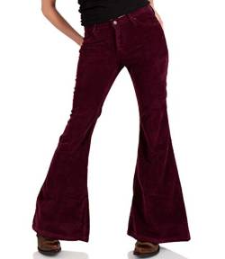 Comycom Stretch Cordschlaghose Slim Fit Bordeaux Rot 32/32 von Comycom