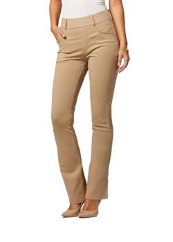 Premium Damen Stretch Kleid Hose - Wear to Work - Ponte Treggings, Bootcut - Beige Nude, X-Groß von Conceited