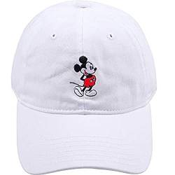 Concept One Unisex-Erwachsene Disney's Mickey Mouse Men's Washed Twill Cotton Adjustable Baseball Cap with Curved Brim Baseballkappe, Weiß, Einheitsgröße von Concept One