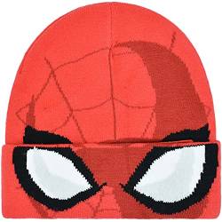 Concept One Unisex Marvel Spider-Man Miles Morales Roll Down Cuff Strickmütze Winter Skull Cap Beanie-Mütze, rot, Einheitsgröße von Concept One