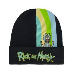 Rick and Morty Beanie Mütze Rick Sanchez Gestreifte Winter Strickmütze mit Manschette, Schwarz, Einheitsgröße, Schwarz, Einheitsgröße von Concept One