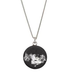 Concrete Jungle | Halskette MARY Black Silver Damen | 925 Silber rhodiniert | Kette Anhänger rund | Silber-Schmuck Beton | Geschenk Freundin, Mama, Tochter, Frau Geburtstag | 45-50cm Länge von Concrete Jungle