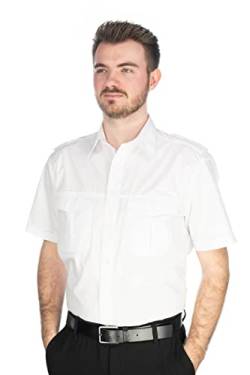 Condor Herren Kurzarm Pilotenhemd mit abnehmbaren Schulterklappen Izebo, Größe:37/38, Farbe:weiß von Condor