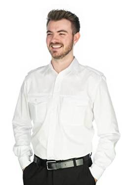 Condor Herren Langarm Pilotenhemd mit abnehmbaren Schulterklappen Koweo, Größe:45/46, Farbe:weiß von Condor