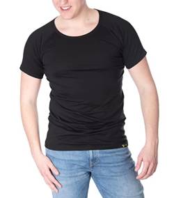 ConfidenceForAll Herren Anti-Schweiß-Shirt - Slim-Fit-Unterhemd mit Schweißfesten Achselpolstern - Premium-T-Shirt aus Seidig Weichem Material und Kühlender Baumwolle | Rundausschnitt Schwarz Größe XL von Confidenceforall