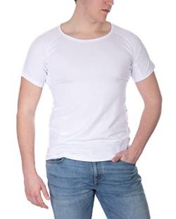 Confidenceforall® Herren Anti-Schweiß-Shirt - Slim-Fit-Unterhemd mit Schweißfesten Achselpolstern - Premium-T-Shirt aus Seidig Weichem Material und Kühlender Baumwolle | Rundausschnitt Weiß Größe XL von Confidenceforall