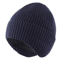 Connectyle Herren-Beanie-Mütze mit Ohrenklappen, warme Wintermützen, navy, Einheitsgröße von Connectyle