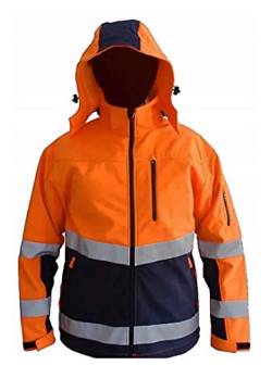 CONSORTE SNOW HAWK Softshell Arbeitsjacke isoliert Membran wasserdicht 3000 winddicht atmungsaktiv 3000 Kapuze Outdoor isoliert Hi-Vis Funktionale Winter Jacke herren reflektierende Damen Orange (XXL) von Consorte