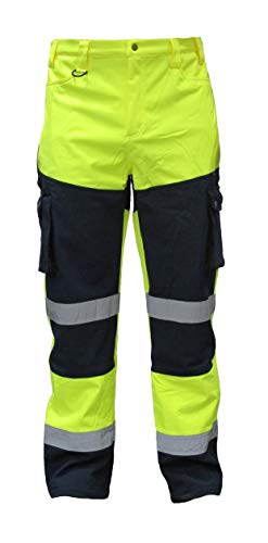 Consorte Snow Hawk Arbeitshose Softshell isoliert Membran wasserdicht 3.000 Winddicht atmungsaktiv 3.000 Outdoor isoliert Hi-Vis Funktionale Winter Hose Herren reflektierende Damen Gelb (XL) von Consorte