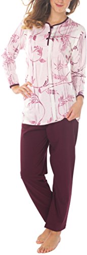 Consult-Tex Damen Langarm Pyjama Schlafanzug Baumwolle Knopfleiste DW528B 52/54 von Consult-Tex