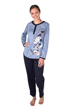 Consult-Tex Damen Pyjama, Schlafanzug, Homewear Set aus Reiner Baumwolle-Jersey Qualität DF419 (40/42, Blau) von Consult-Tex