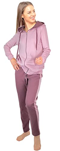 Consult-Tex Damen Pyjama Freizeitanzug Hausanzug Homewear Suit Jogginganzug Pyjama Baumwolle/PE Reißverschluß DW103 Gr: 40-42 von Consult-Tex