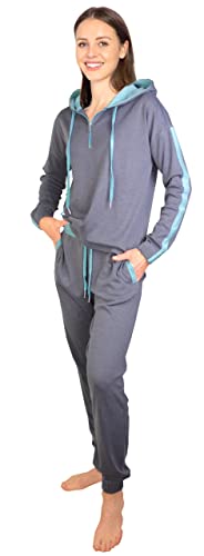 Consult-Tex Damen Pyjama Freizeitanzug Hausanzug Homewear Suit Jogginganzug Pyjama Baumwolle/PE Reißverschluß DW500 (52/54) von Consult-Tex