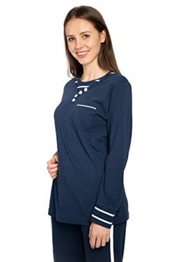 Consult-Tex Damen Pyjama Schlafanzug Baumwolle Langarm DW727 (44/46, Blau) von Consult-Tex