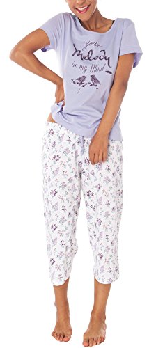 Damen Bermuda Pyjama Pyjama Schlafanzug DF006FL 36/38 Baumwolle Jersey von Consult-Tex