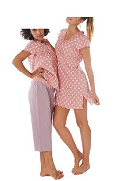 Damen Kurzarm Bermuda Pyjama Schlafanzug Baumwolle DW880 36/38 von Consult-Tex