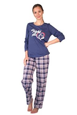 Damen Langarm Pyjama Schlafanzug Baumwolle Blau DW600 44/46 von Consult-Tex