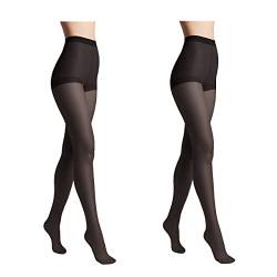 Conte elegant 2er-Pack langlebige Damenstrumpfhose Halbmatt - SOLO 20 DEN - Damen Feinstrumpfhose Strumpfhose mit markiertem Höschenteil - Einfarbig Farbe Schwarz Größe 5 von Conte elegant