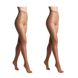 Conte elegant 2er-Pack langlebige Damenstrumpfhose Halbmatt - SOLO 40 DEN - Damen Feinstrumpfhose Strumpfhose mit markiertem Höschenteil - Einfarbig Farbe Bronz Größe 5 von Conte elegant