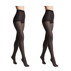 Conte elegant 2er-Pack langlebige Damenstrumpfhose Halbmatt - SOLO 40 DEN - Damen Feinstrumpfhose Strumpfhose mit markiertem Höschenteil - Einfarbig Farbe Schwarz Größe 5 von Conte elegant