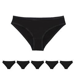 Conte elegant Damen Baumwoll-Slip 5er-Pack Höschen – Bikini Damen Unterhosen – Atmungsaktiv mit Gummiband – Dessous Damen Unterwäsche Frauen – Cotton Underwear Women LB 2001 Schwarz 98 von Conte elegant