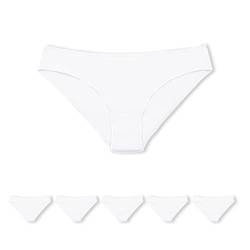 Conte elegant Damen Baumwoll-Slip 5er-Pack Höschen – Bikini Damen Unterhosen – Atmungsaktiv mit Gummiband – Dessous Damen Unterwäsche Frauen – Cotton Underwear Women LB 2001 Weiß 102 von Conte elegant