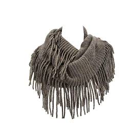 CONTEMPO LIFESTYLES Knit Infinity Schal - Damen Wolle Warm Schal mit Fransen - Kreis Loop Schals, Kamel Heather, Einheitsgröße von Contempo Lifestyles