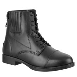 Contrace© Reit-Stiefelette »BZ Lace Vegan« - Schnür-Zip-Boot - Reißverschluss hinten - Reit-Schlupf-Schuh - Komfortinnensohle - Gummisohle - Meshfutter - Hautverträglich - Atmungsaktiv - Schwarz 40 von Contrace