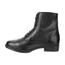 Contrace© Stiefelette »Backzip Lace Leather« - Chelsea Boot - Reit-Schlupf-Schuh - Echtleder - Schnürung und Zipper hinten - Komforteinlegsohle - Micro Lining - Hautverträglich - Schwarz 33 von Contrace