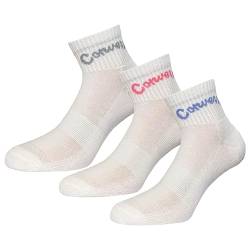 Converse 3 Paar Quarter Socken - Farbig Elastisch - Fußgewölbeunterstützung - Damen - Polyester (Weiß, 37-42) von Converse