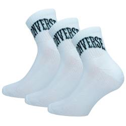 Converse 3 Paar Quarter Socken - Fußgewölbeunterstützung - Herren - Polyester (Weiß, 39-42) von Converse