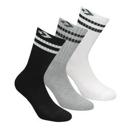 Converse 3 Paar Tennissocken - Wadenlang - Herren - Polyester (Mehrfarbig (Weiß, Schwarz, Grau), 43-46) von Converse