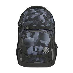 Coocazoo Schulrucksack PORTER, „Grey Rocks”, schwarz, ergonomischer & anpassbarer Tornister, höhen- & größenverstellbar, mit Brustgurt & Hüftgurt, ab der 3. Klasse von Coocazoo