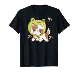 Cute Kawaii Anime Cat With Frog Costume Aesthetic Japanese T-Shirt von Cool Anime - Vaporwave - Anim Stuff