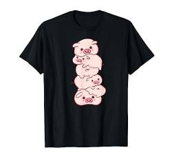 Niedlich Kawaii Anime - Schweine auf einem Stapel - Schwein Ästhetische Japanisch T-Shirt von Cool Anime - Vaporwave - Anim Stuff