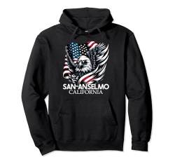 San Anselmo California 4th Of July USA American Flag Pullover Hoodie von Cool Californian Merch Tees And Stuff