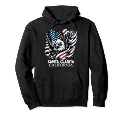 Santa Clarita California 4th Of July USA American Flag Pullover Hoodie von Cool Californian Merch Tees And Stuff
