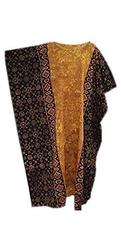 Cool Kaftans - Damen Top Kaftan Lang Baumwolle Somer Formelle Bekleidung Urlaub Kleid - Einheitsgröße, Gold Schwarz von Cool Kaftans