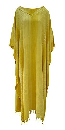 Stripey Damen Kaftan Lang ethnische handgemachte Vibrant Große Frauen Coole Streifen (Yellow Gelb) von Cool Kaftans