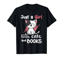 Kawaii Neko Just A Girl Who Loves Cats and Books T-Shirt von Cool Otaku Manga Anime Tees