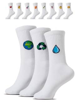 Lustige Socken mit Motiv (3 Paar), Geschenke für Frauen & Männer, Fun-Socken aus Baumwolle, Tennissocken für Damen & Herren von Cool Socks Club