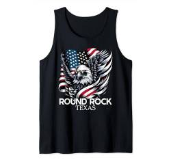 Round Rock Texas 4th Of July USA American Flag Tank Top von Cool Texan Merch Tees And Stuff