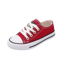 Cool&D Kinder Canvas Sneaker Segeltuchschuhe Unisex Leinwand Sportlich Schuhe Low-Top Sportschuhe(Rot,EU22) von Cool&D