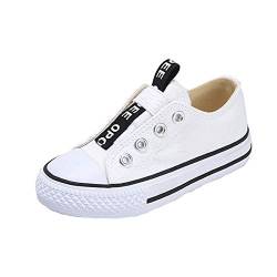 Cool&D Kinder Canvas Sneaker Segeltuchschuhe Unisex Leinwand Sportlich Schuhe Low-Top Sportschuhe(Weiß,EU28.5(Etikett30) von Cool&D