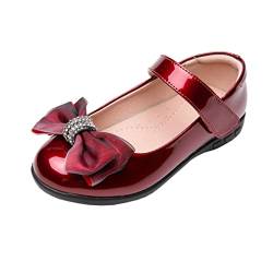 Cool&D Mädchen Kommunionschuhe Prinzessin Schuhe Sandalen Flache Schuhe Oxford Sohlen Sandalette(Rot,26) von Cool&D