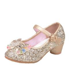 Cool&D Mädchen Sandalen Frozen Schuhe Prinzessin Sandalen Absatz-Schuhe Oxford Sohlen Sandalette mit Glitzerpailletten von Cool&D