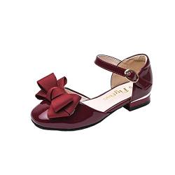 Cool&D Mädchen Sandalen Prinzessin Schuhe Sandalen Absatz-Schuhe Oxford Sohlen Sandalette(Rot,EU34/Etikette35) von Cool&D