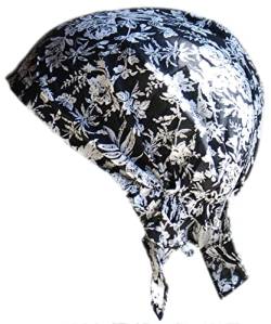 Cool4 Sommer Kopftuch Strand Bandana Meer Beanie Sonne Sonnenschutz Mütze Chemo Cap A04 (Schwarz elegant weiß geblümt) von Cool4